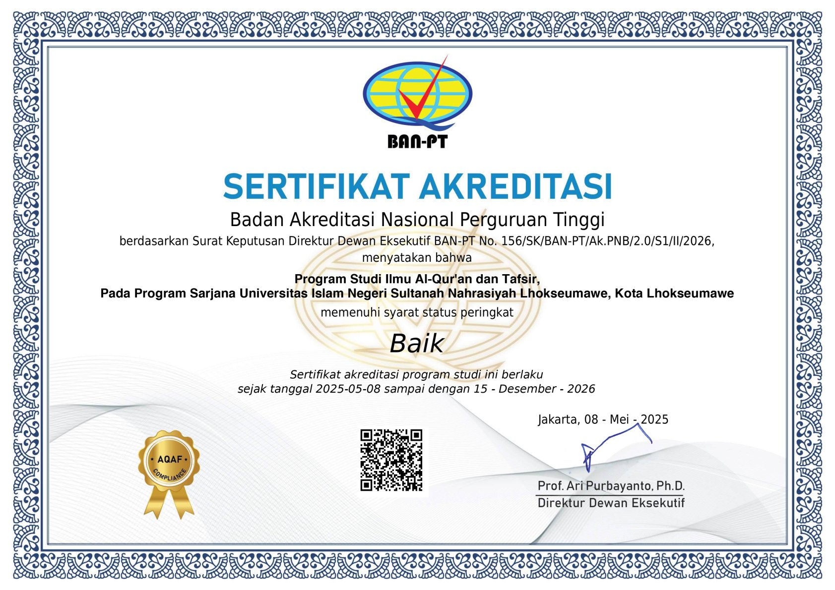 Sertifikat Akreditasi IAT